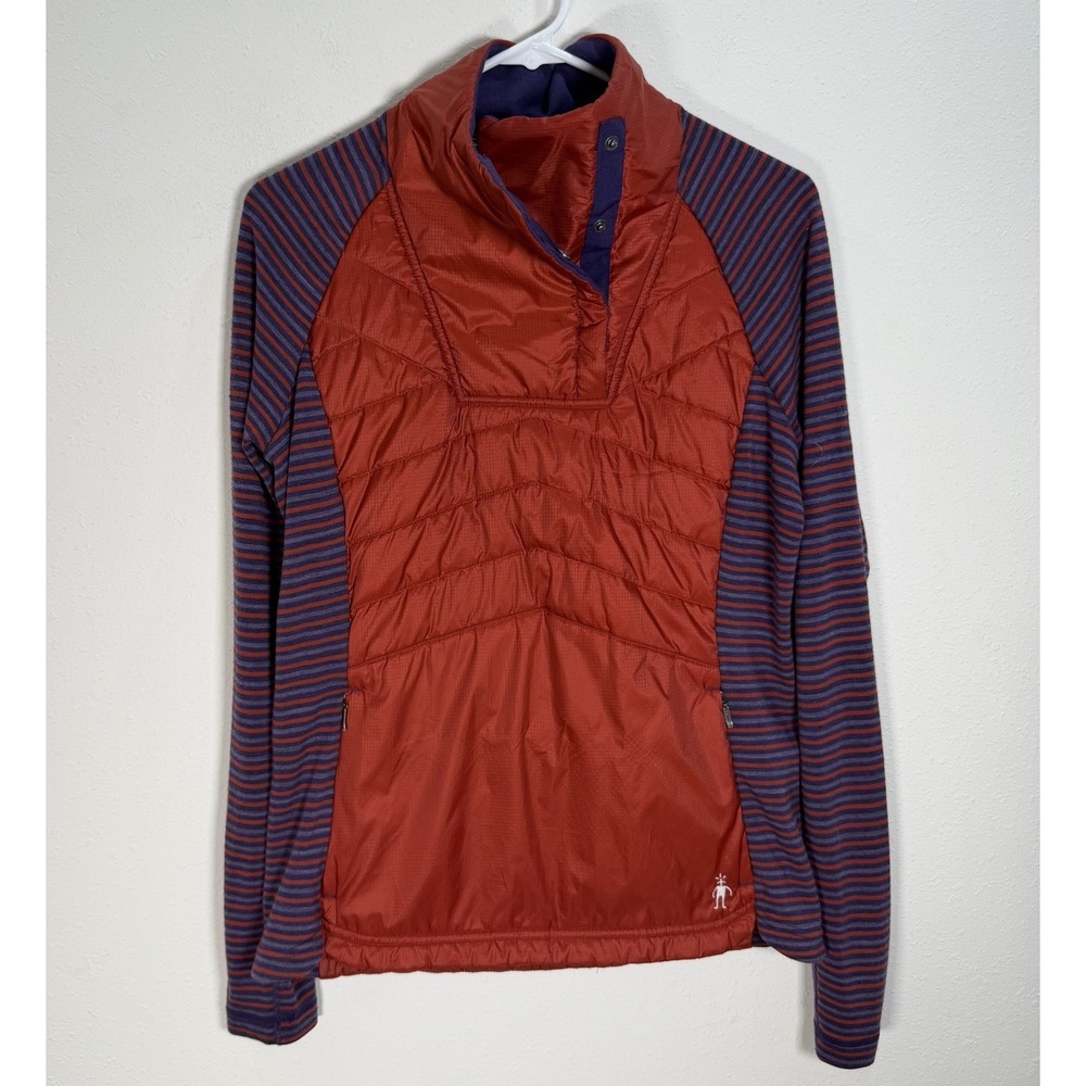 Smartwool Jacket Womens Sz M Quilted Half-Snap Wool Running Active Zip Pockets